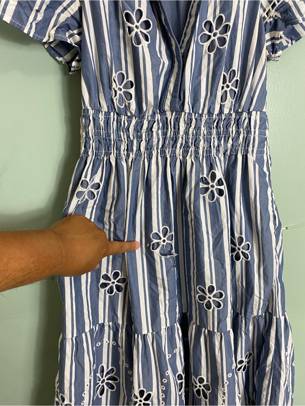 Anthropologie Somerset Maxi Dress Eyelet Embroidered Striped Small FLAWED - Picture 6 of 7
